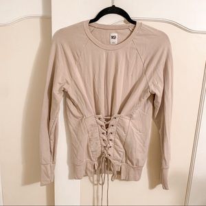 NSF Trinity Tie Front Corset Modal Blend Sweatshirt